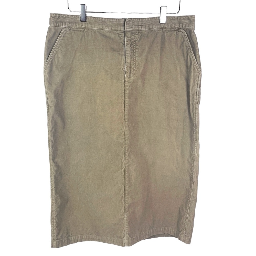 Eddie Bauer 100% Cotton Retro Corduroy Skirt Long Midi Skirt Tan Size 16